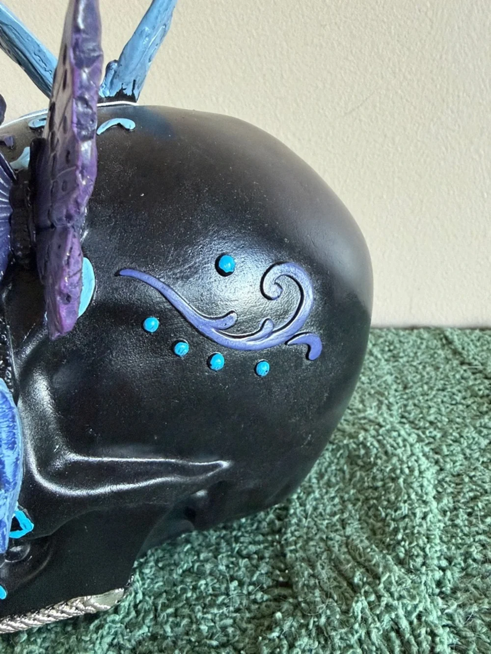 Bella Luxx Halloween Skull 💀 Black Purple & Blue Butterfly 🦋 So Pretty! NEW!